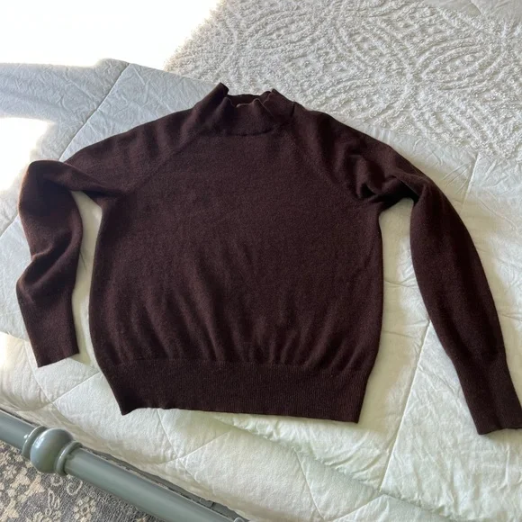 Everlane 100% Cashmere Raglan Mock Neck Sweater - Heather Brown - XS - Picture 8 of 13